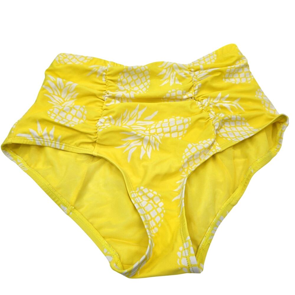 Torrid Yellow Pineapple Swim Bottoms Medium High Waist Ruffle